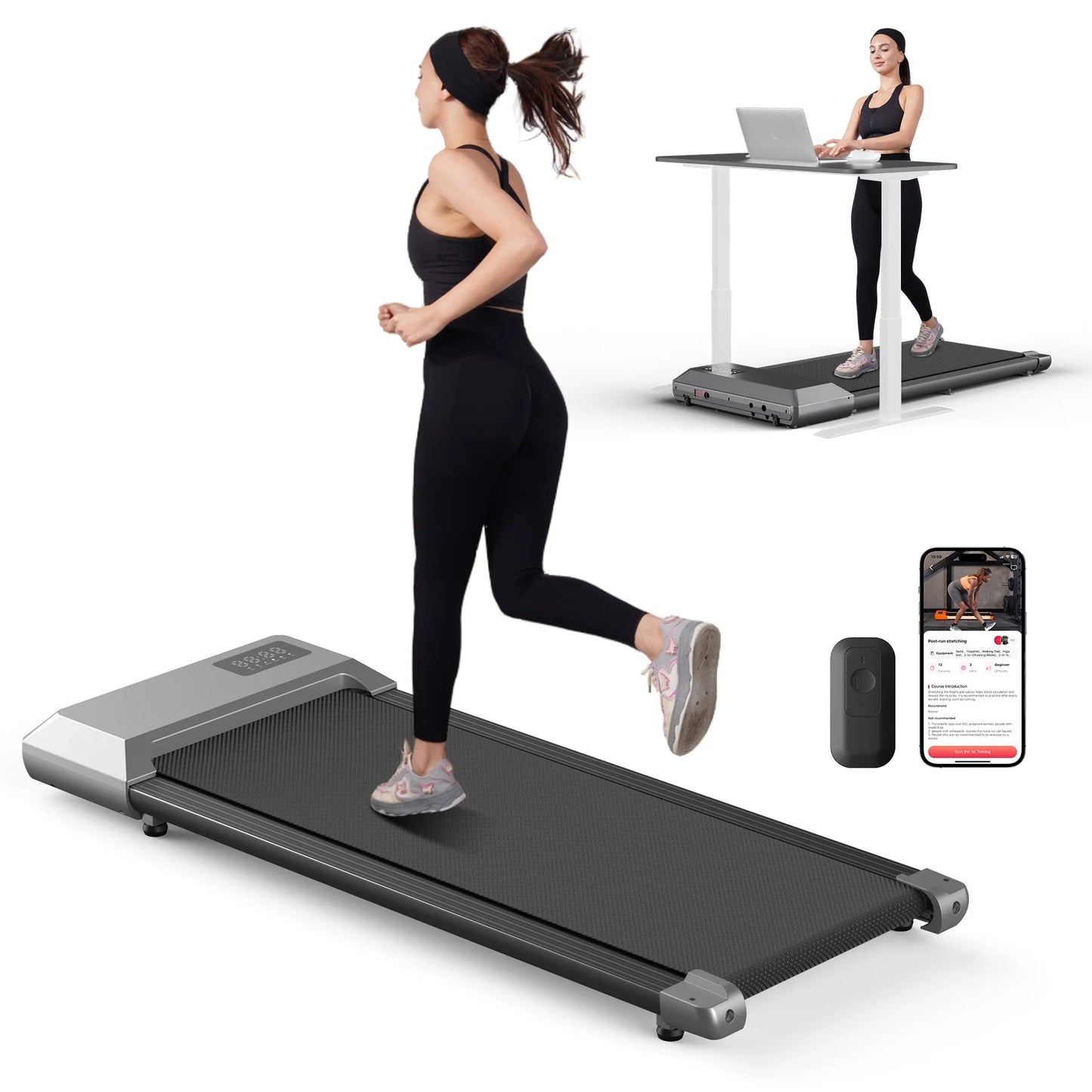 300lbs Home Treadmill 2.5HP Walking Running 2in1 LCD Display Fitness Machine