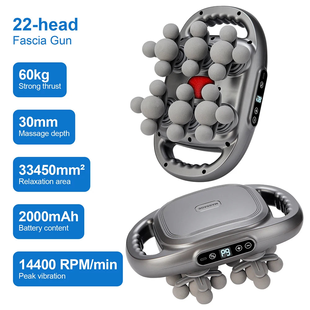 Fascia Gun With 16 Heads High Frequency Massage For Back Neck Shoulder Waist