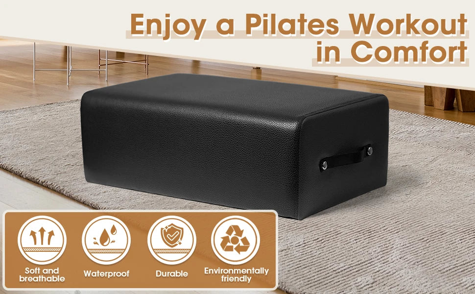 Pilates Sitting Box, Pilates Box for Home and Gym Use, Pilates Equipment Accessories, Pilates Reformer Box,Black