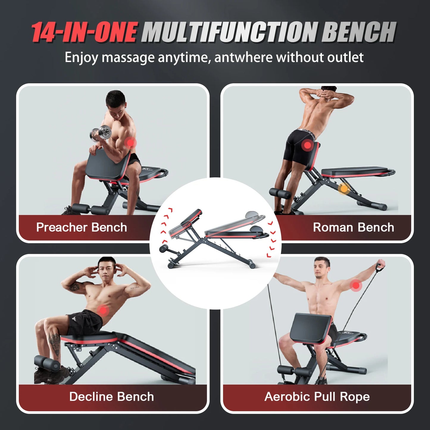 Foldable 14 In 1 Dumbbell Bench With 1000 Lbs Capacity And 6 Adjustable Levels
