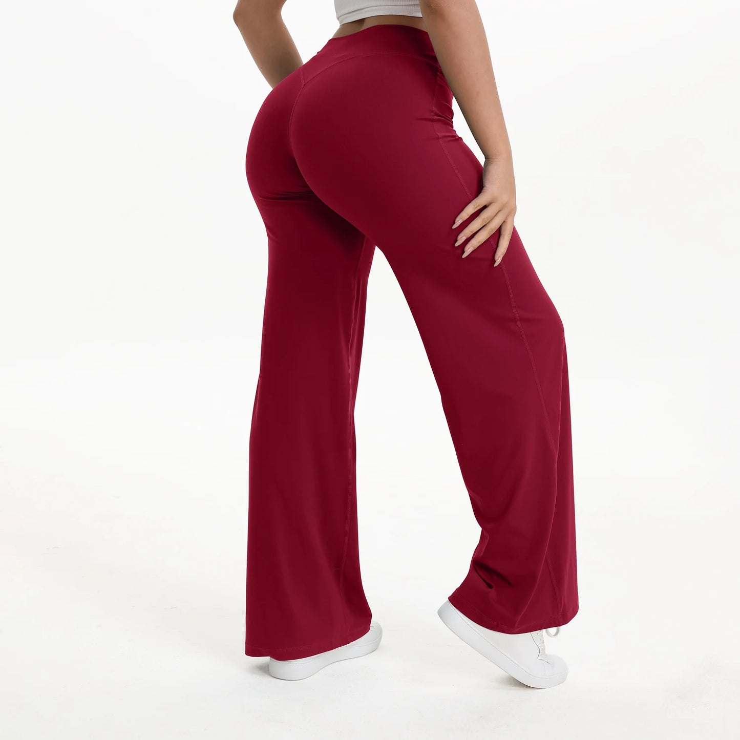 NCLAGEN SoftMotion Straight Leg Yoga Pants Women Mid Waist Running Trousers