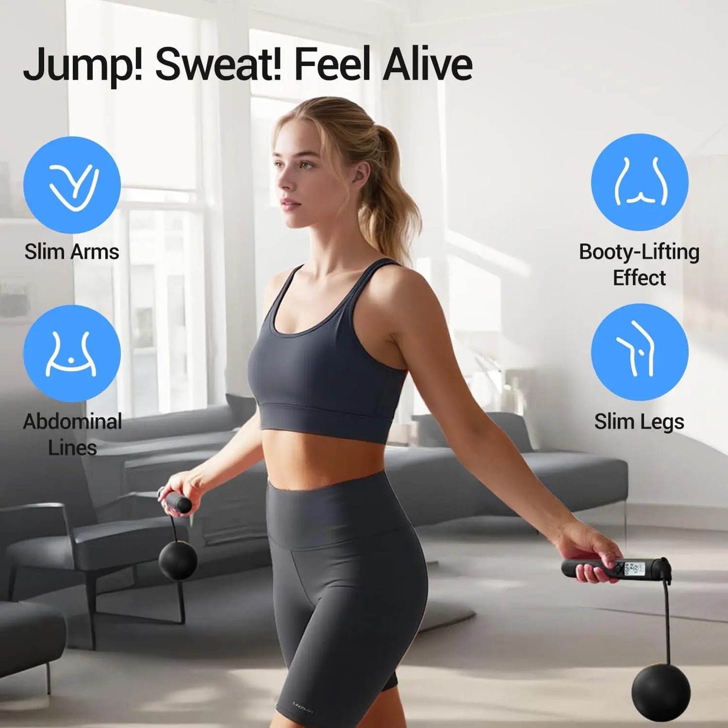 Adjustable Cordless Jump Rope With LCD Counter For Calorie Burn Home Fitness