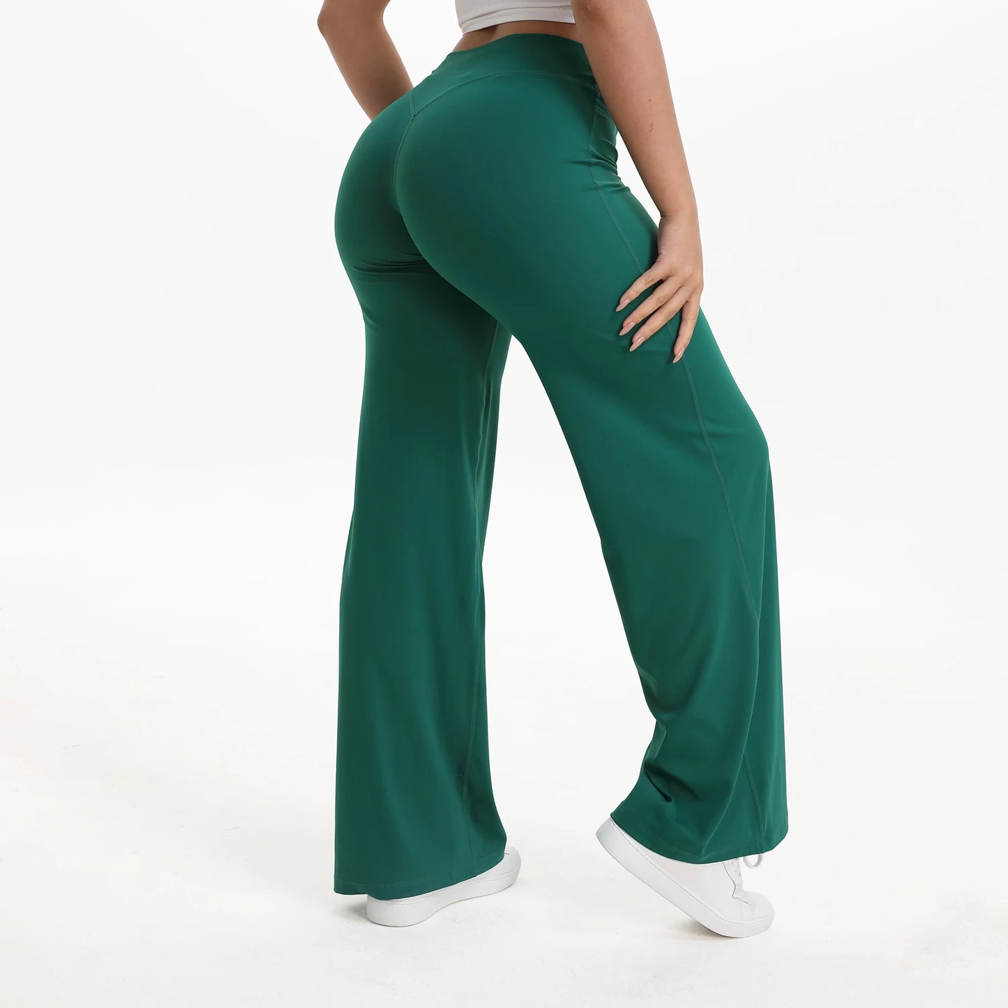 NCLAGEN SoftMotion Straight Leg Yoga Pants Women Mid Waist Running Trousers