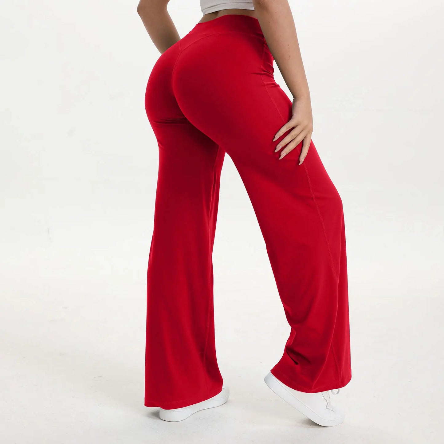 NCLAGEN SoftMotion Straight Leg Yoga Pants Women Mid Waist Running Trousers