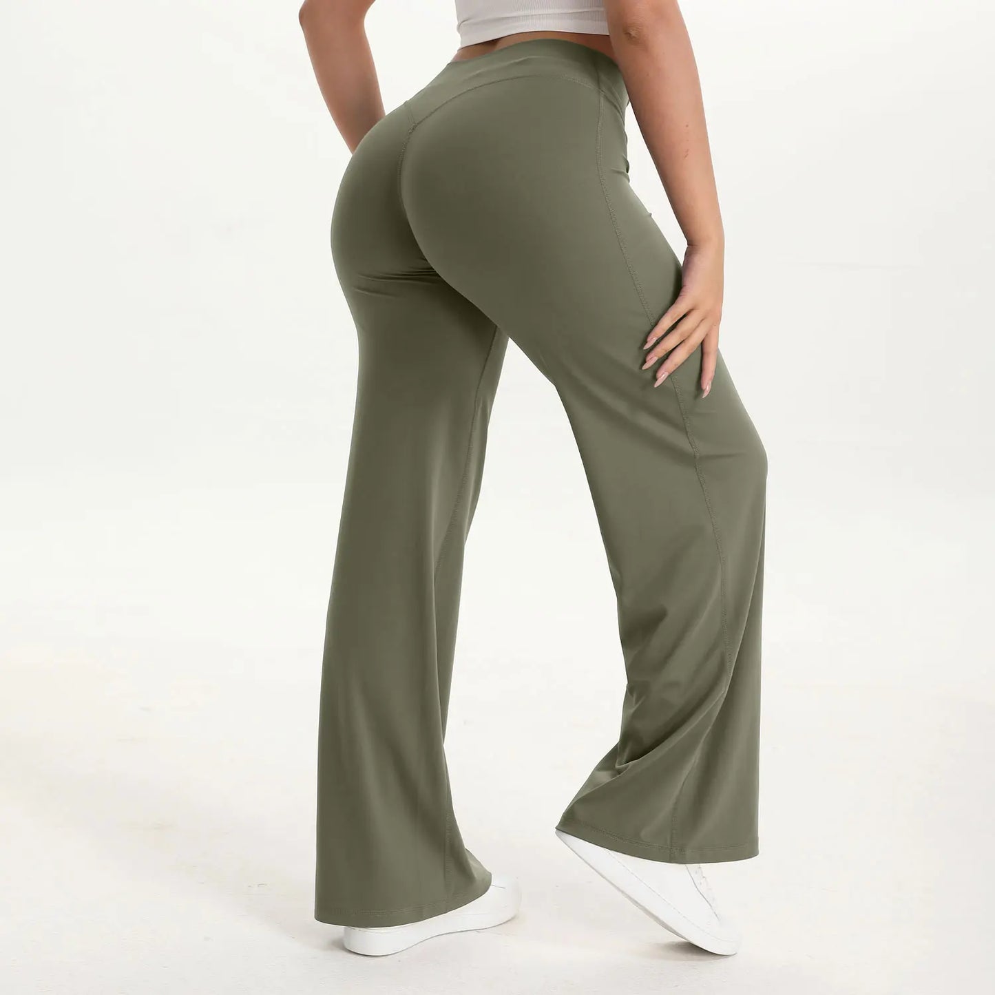 NCLAGEN SoftMotion Straight Leg Yoga Pants Women Mid Waist Running Trousers