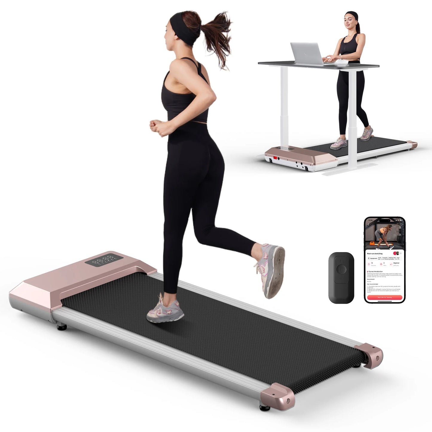 300lbs Home Treadmill 2.5HP Walking Running 2in1 LCD Display Fitness Machine