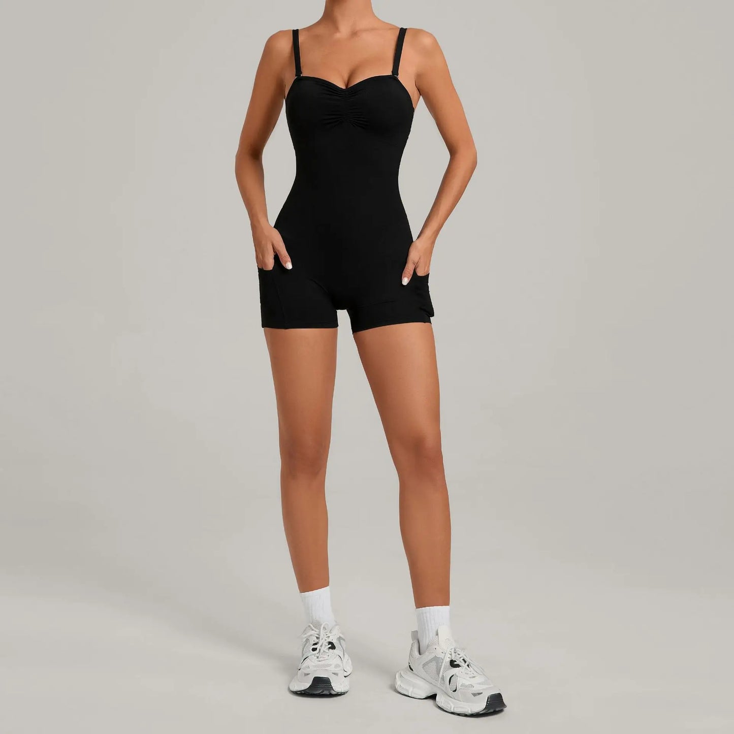 Women's Yoga Jumpsuits Sports Fitness One-piece Beauty Back Strap Pocket Hip-lifting Slim Fit Running Workout Training Bodysuits
