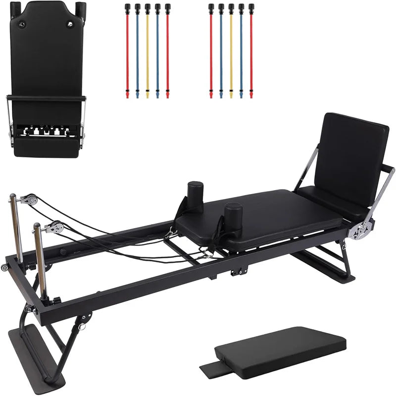 Pilates Reformer 77 Inch Foldable Home Gym Equipment Adjustable Workout Machine