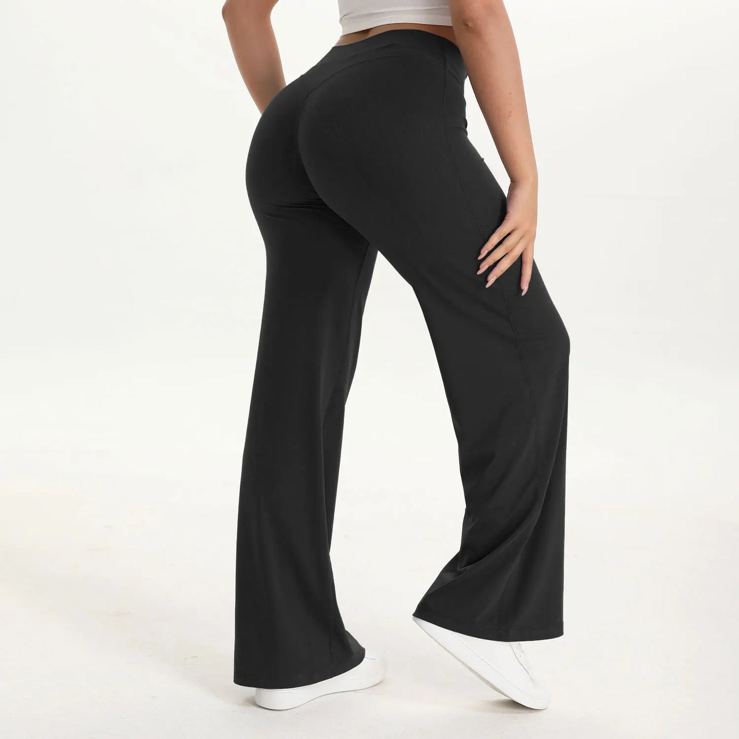 NCLAGEN SoftMotion Straight Leg Yoga Pants Women Mid Waist Running Trousers