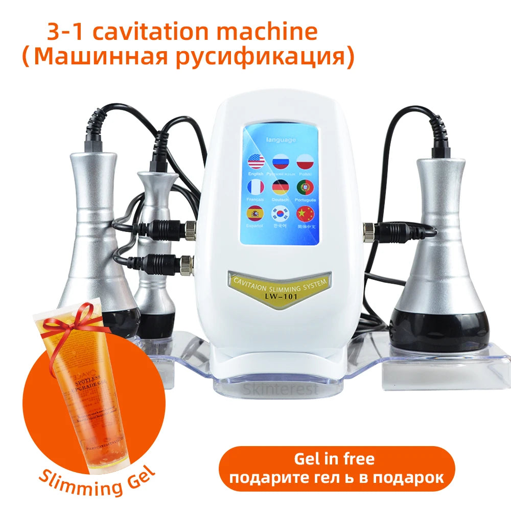 3 In 1 Beauty Body Slimming Massager Cavitation Machine Multi-Functional Device Face Body Tightening Lifting Spa Skincare Tool