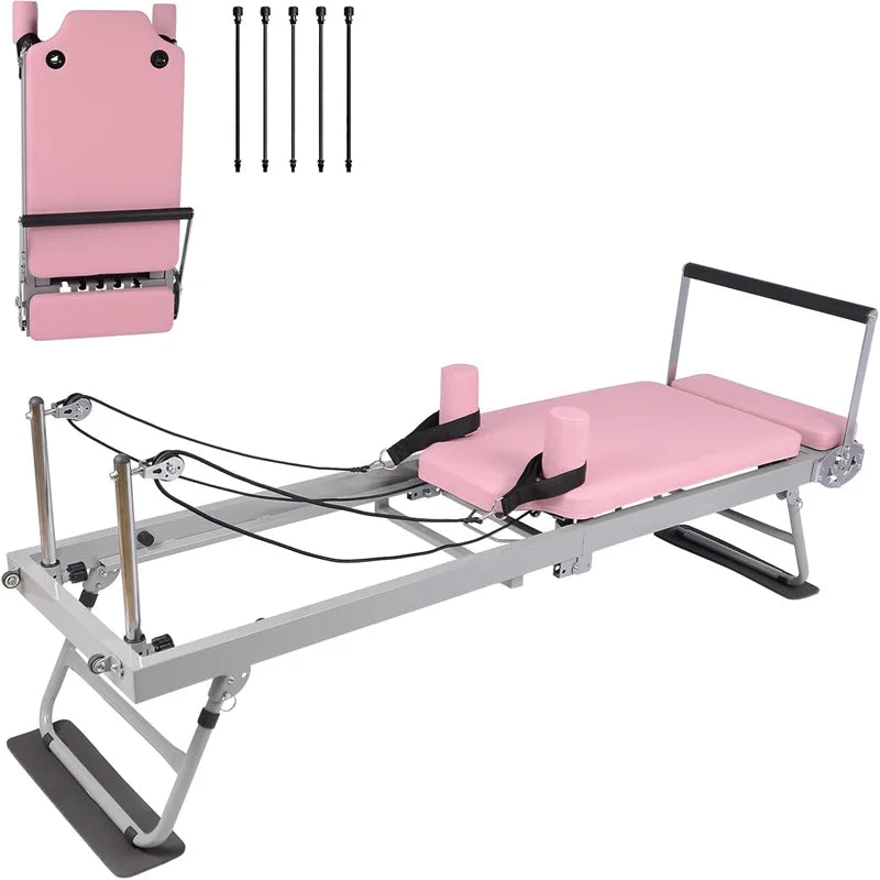 Pilates Reformer 77 Inch Foldable Home Gym Equipment Adjustable Workout Machine