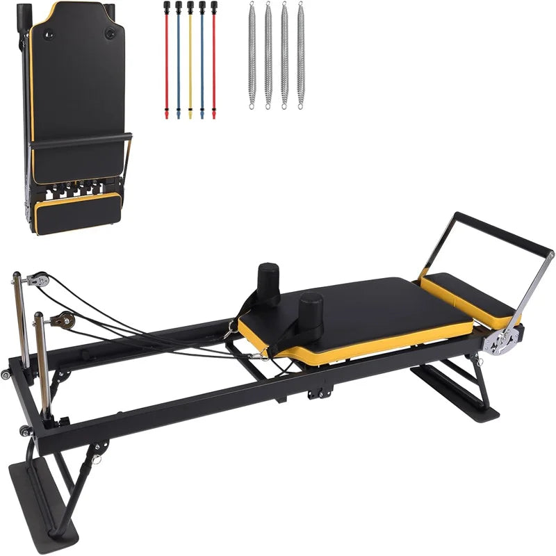 Pilates Reformer 77 Inch Foldable Home Gym Equipment Adjustable Workout Machine