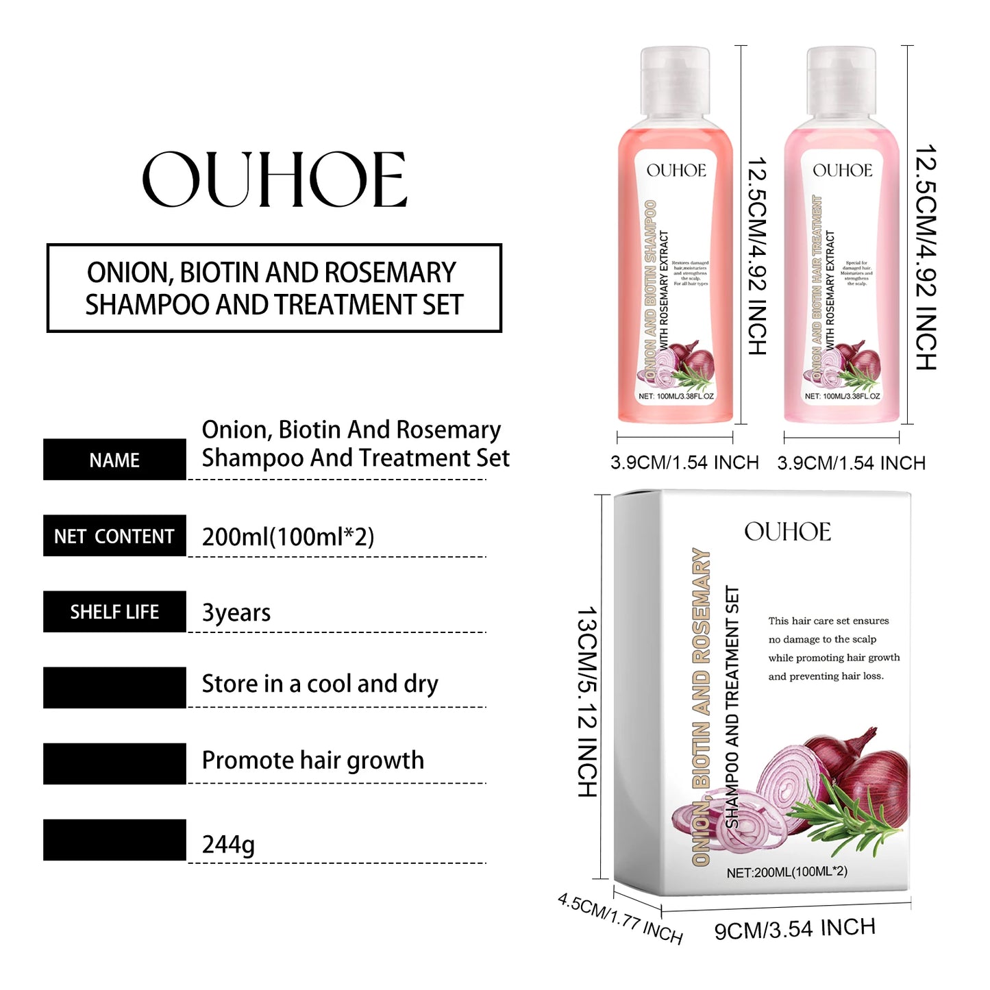 Biotin Rosemary Shampoo And Conditioner Set For All Hair Types Paraben Free