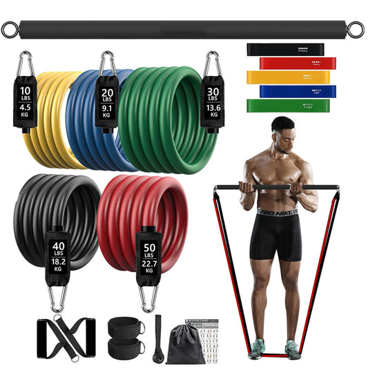 150lb Fitness Booty Resistance Elastic Band Workout for Training Home Exercise Sport Gym Dumbbell Harness Set Expander Equipment