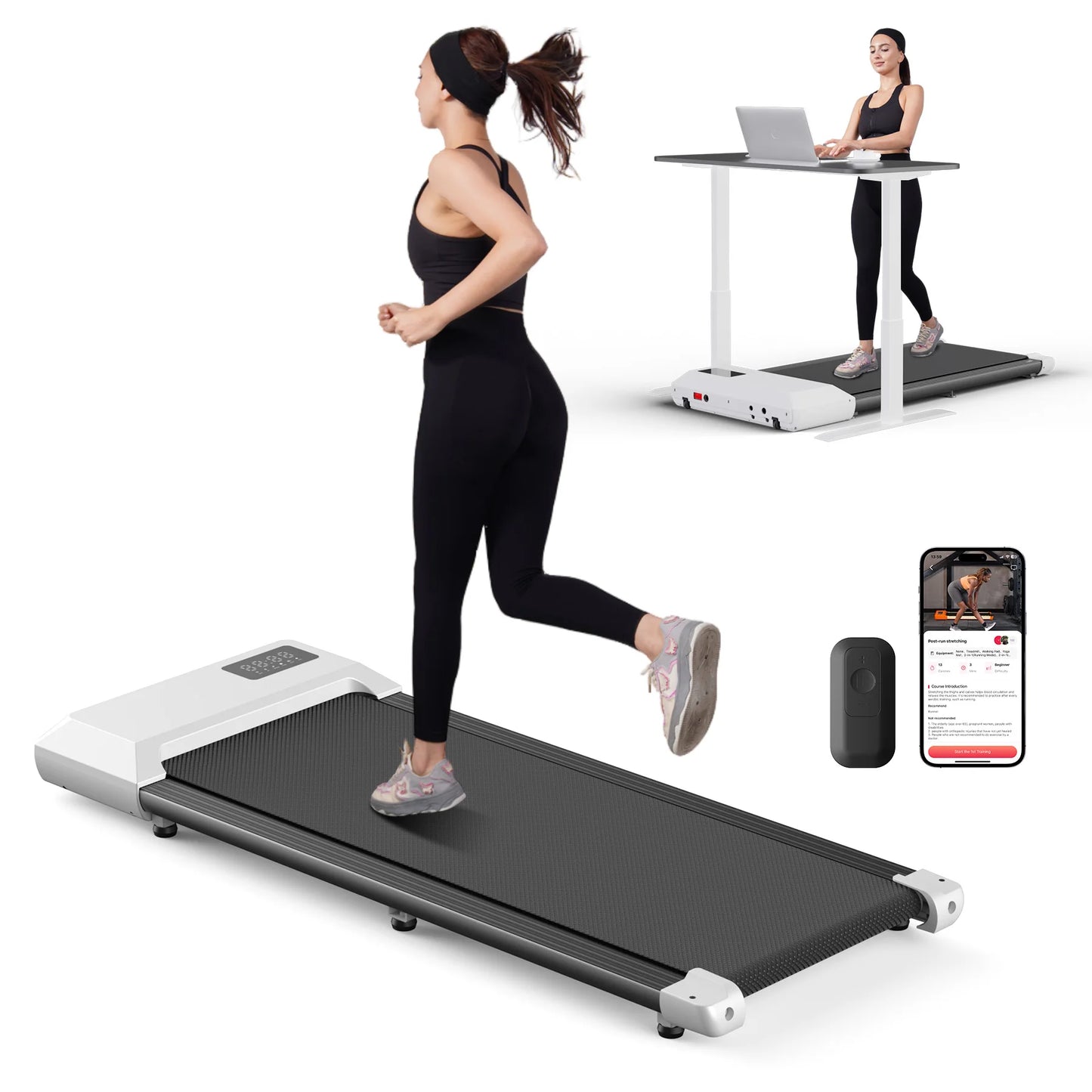 300lbs Home Treadmill 2.5HP Walking Running 2in1 LCD Display Fitness Machine