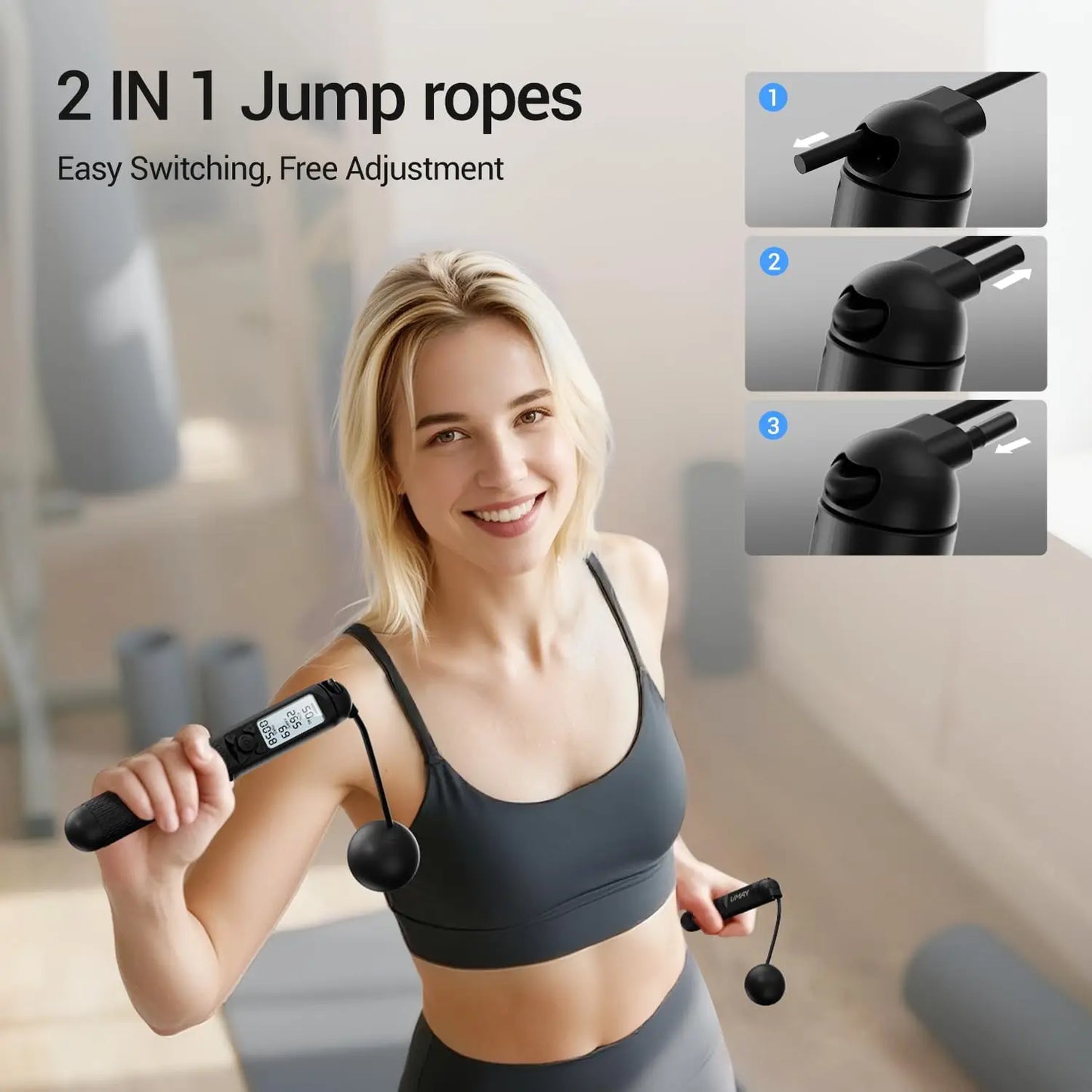 Adjustable Cordless Jump Rope With LCD Counter For Calorie Burn Home Fitness