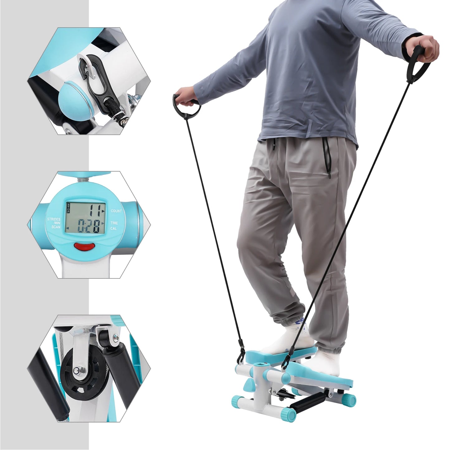 Turn spare minutes into powerful cardio with a compact stepping trainer you can use anywhere.