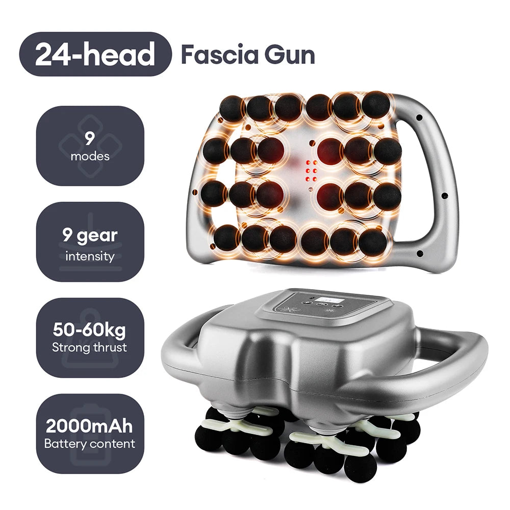 Fascia Gun With 16 Heads High Frequency Massage For Back Neck Shoulder Waist