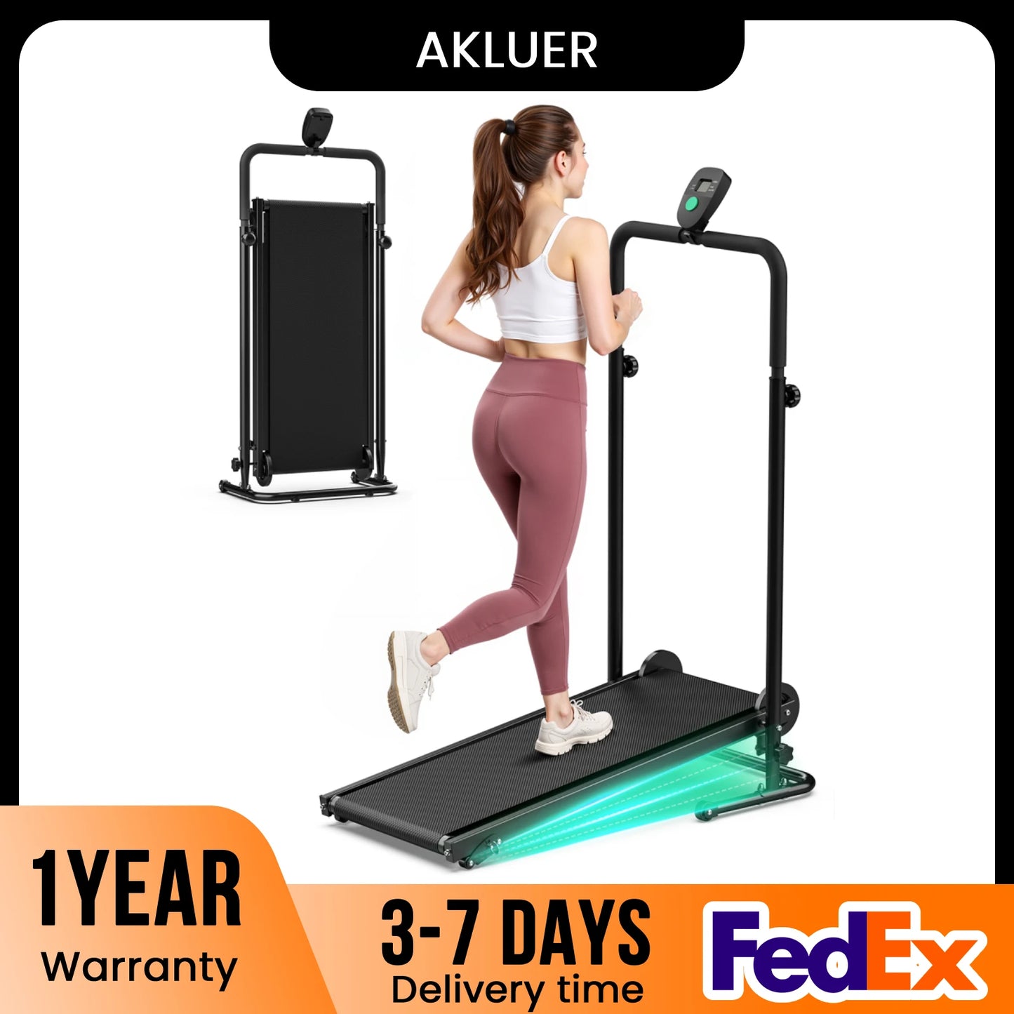 Non-Electric Treadmill with Dual Flywheel & Fixed Incline - Motorless Treadmill with LCD Monitor,Non-Slip Belt,for Home/Gym Use