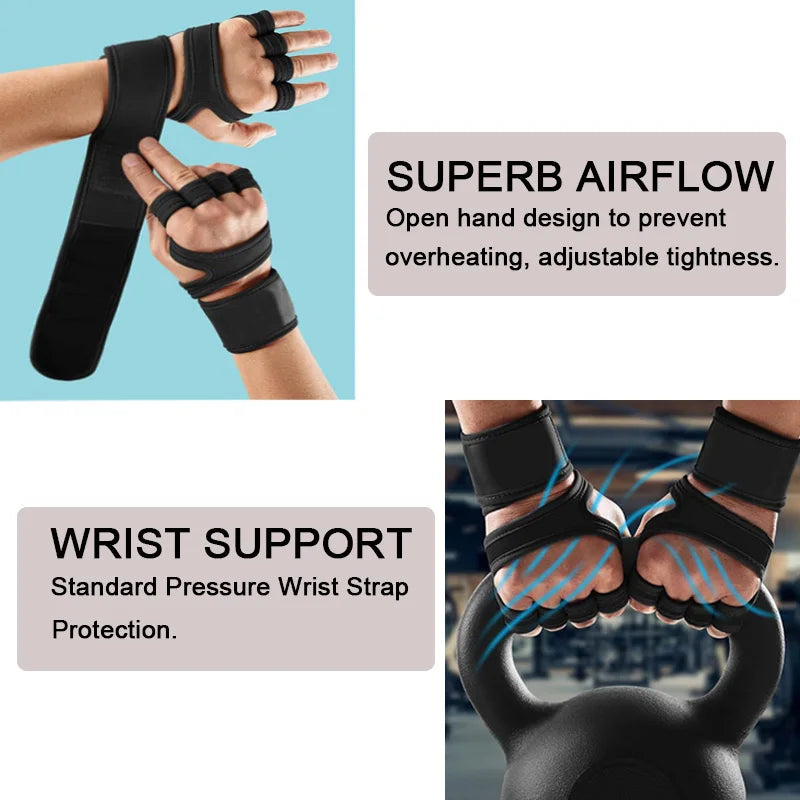 Half Finger Lifting Gloves for Men Women Non Slip Breathable Palm Protection
