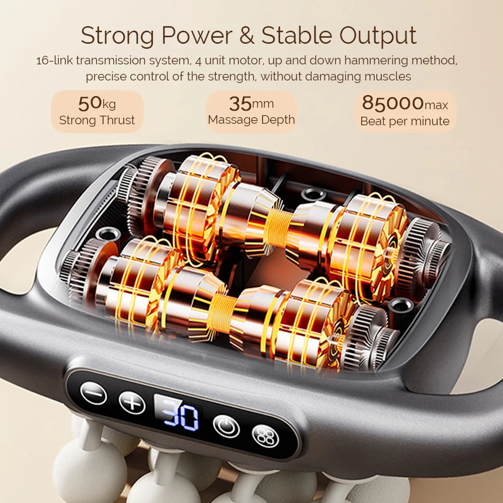 Fascia Gun With 16 Heads High Frequency Massage For Back Neck Shoulder Waist