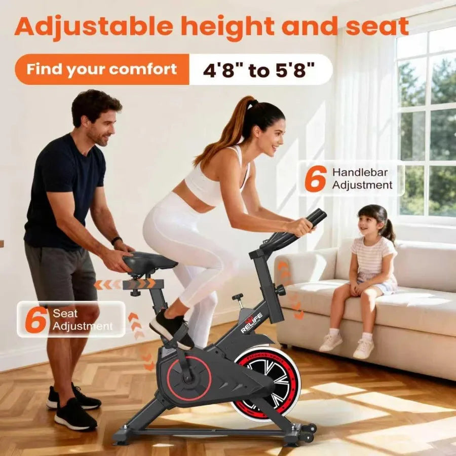 Exercise Bike Stationary for Home IndoorCycling Bike with Silent Belt Drive for Home Cardio Brake Pad Resistance with djustable
