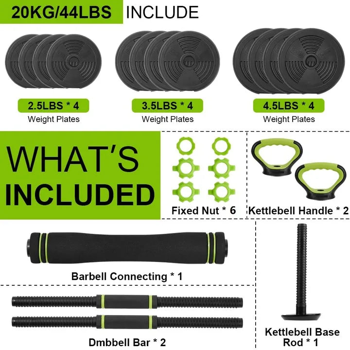 Adjustable Dumbbells 44/66/88 Lbs 4 In 1 Free Weight Set For Home Gym