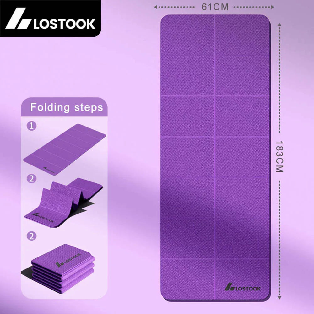 Foldable Yoga Mat 4mm Thick TPE Easy to Store for Travel Exercise Mat for Yoga Pilates Home Workouts and Floor Exercises